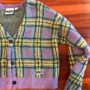 Textured fuzzy-knit cardigan from The Ragged Priest.